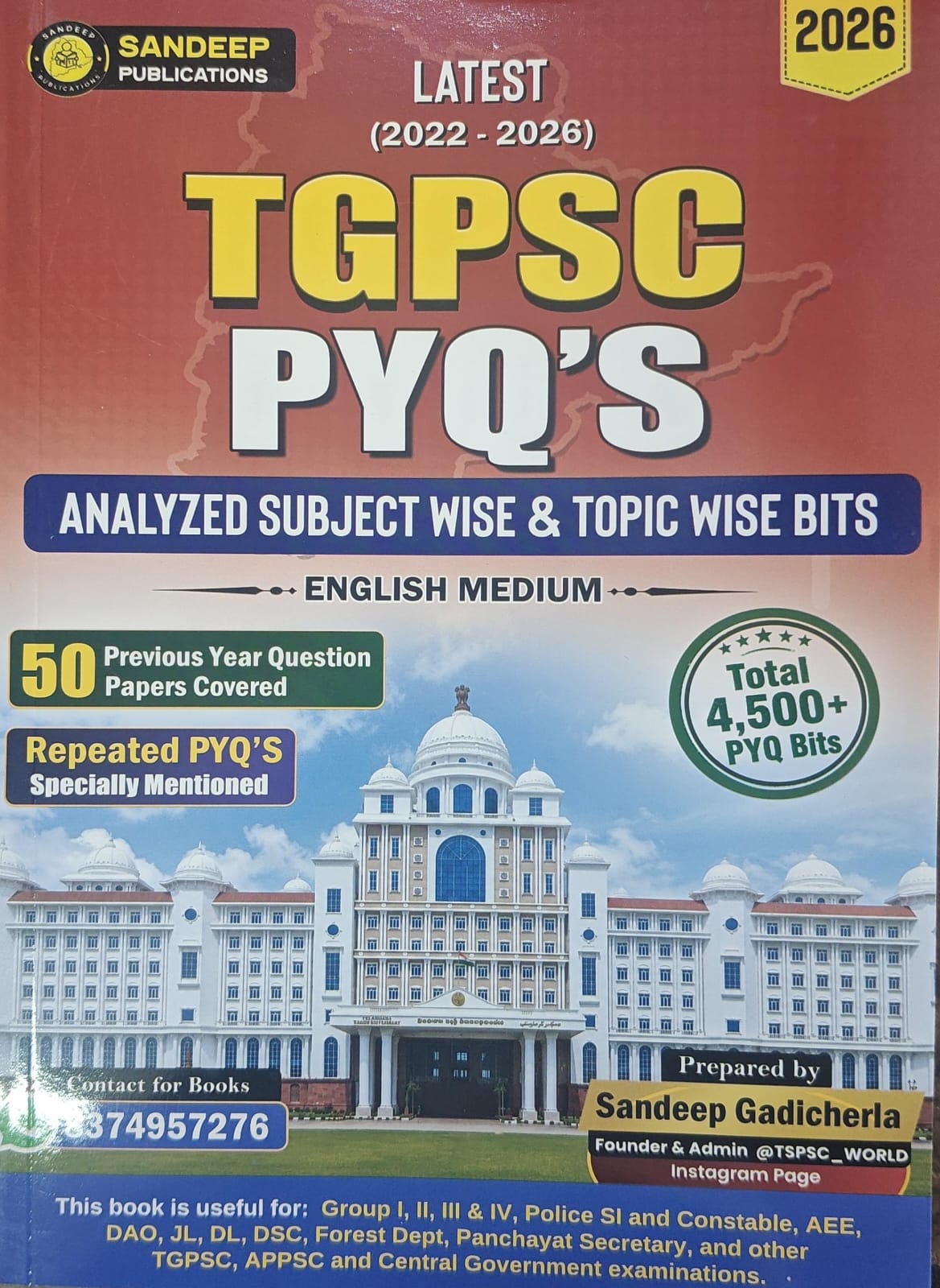 (E/M)SANDEEP PUBLICATION TGPSC PYQ NEW BOOK IN (E/M) NEW-2026